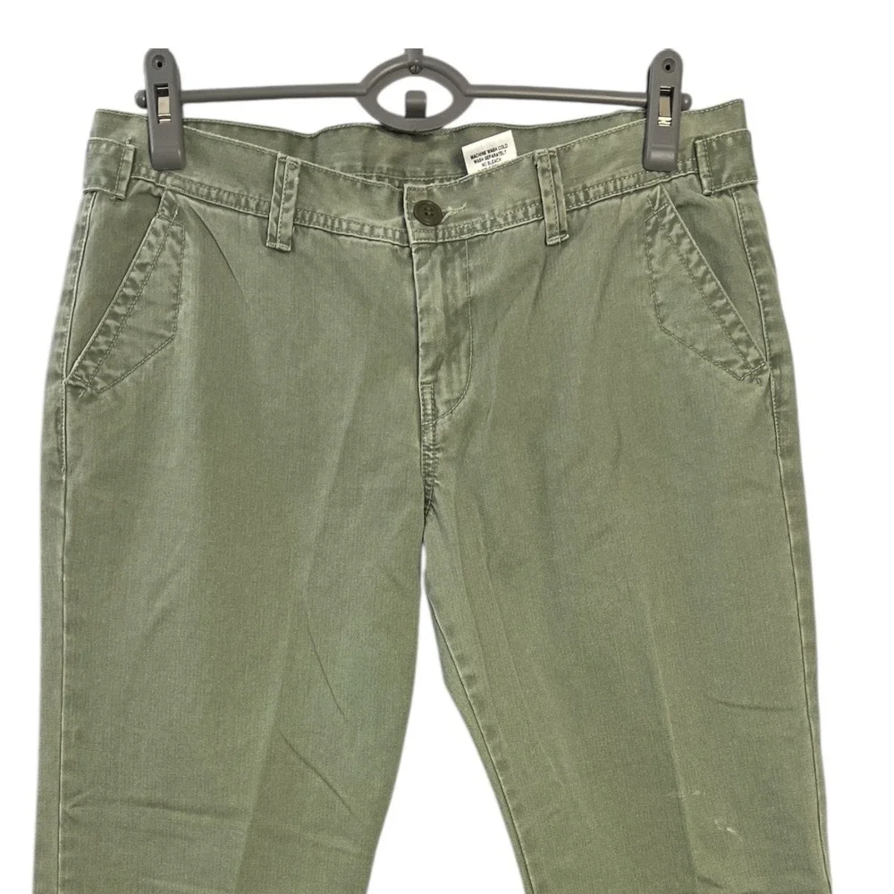 Vintage Lucky Brand Dungarees Women Size 14 Olive Green Raw Hem Y2K Pants Cotton - Picture 9 of 10
